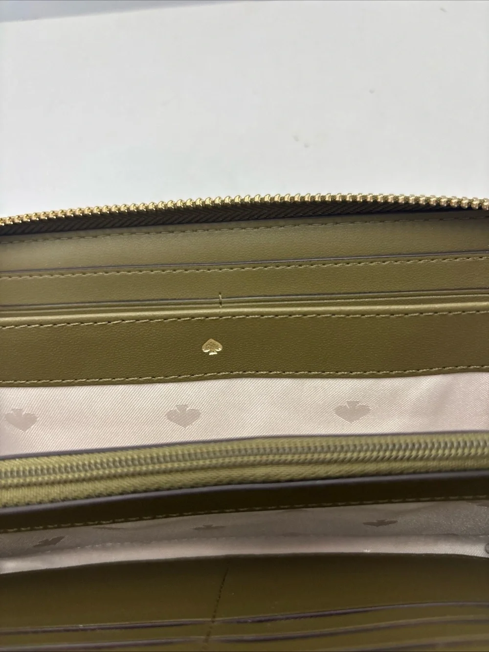 kate spade New York moss green Zip-Around Leather Wallet